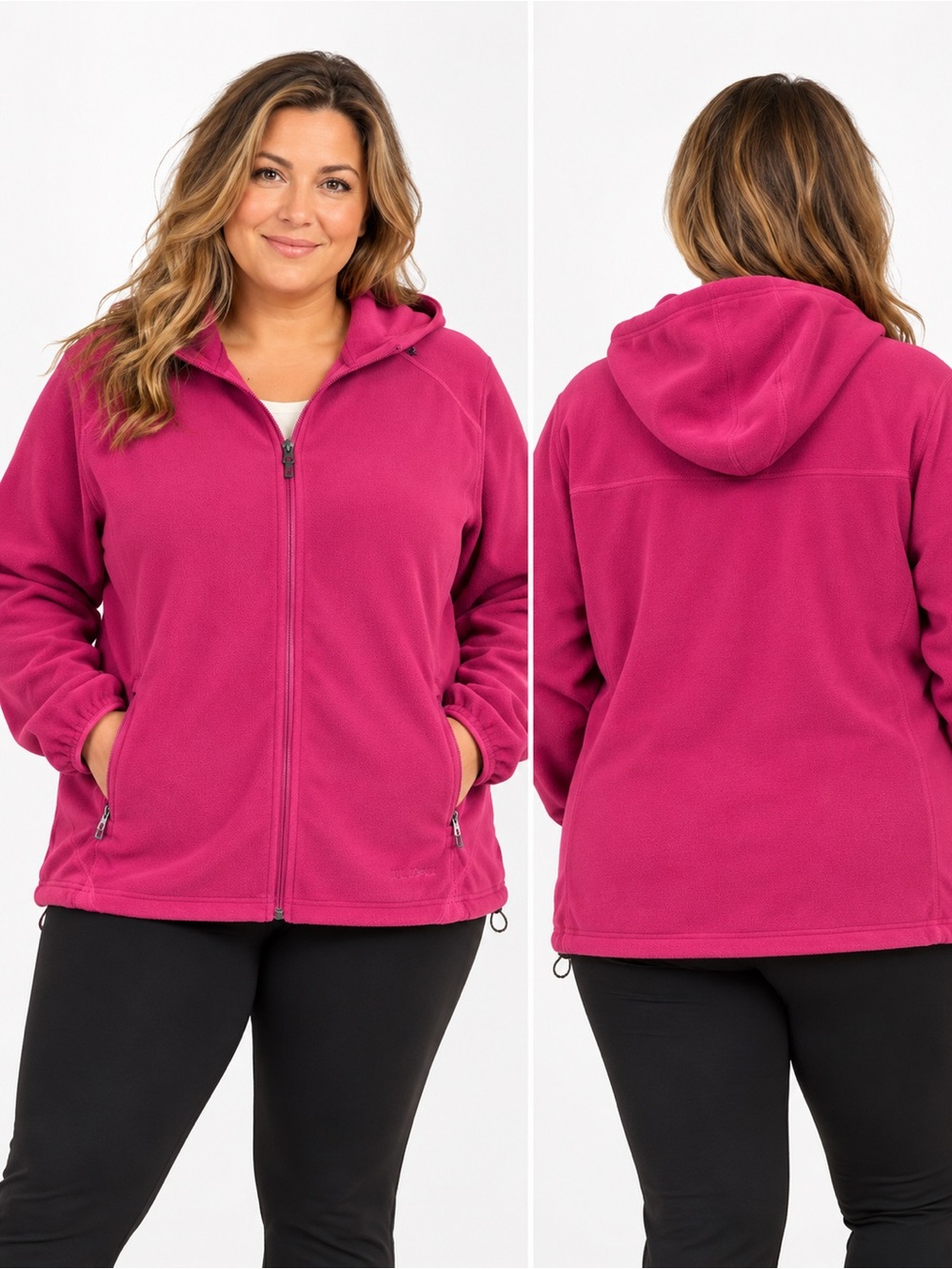 L.L.Bean Fleece Full-Zip Hooded Jacket – 2X – Berry Pink